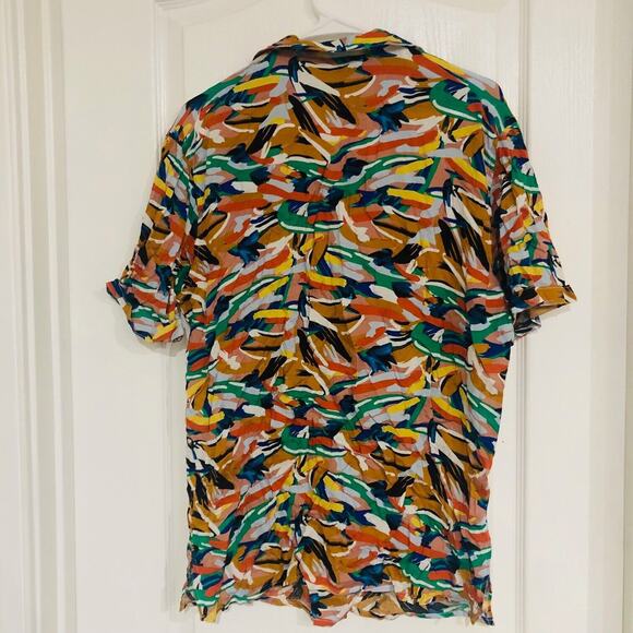Eleven Paris Men's Camp Shirt Paint Splatter Short Sleeve Multicolor Large‎ NWT - Picture 8 of 11